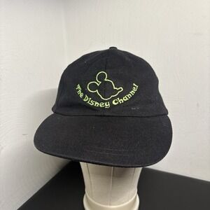 Vintage 90s The Disney Channel black Baseball Cap Hat TV Mickey Mouse Adjustable